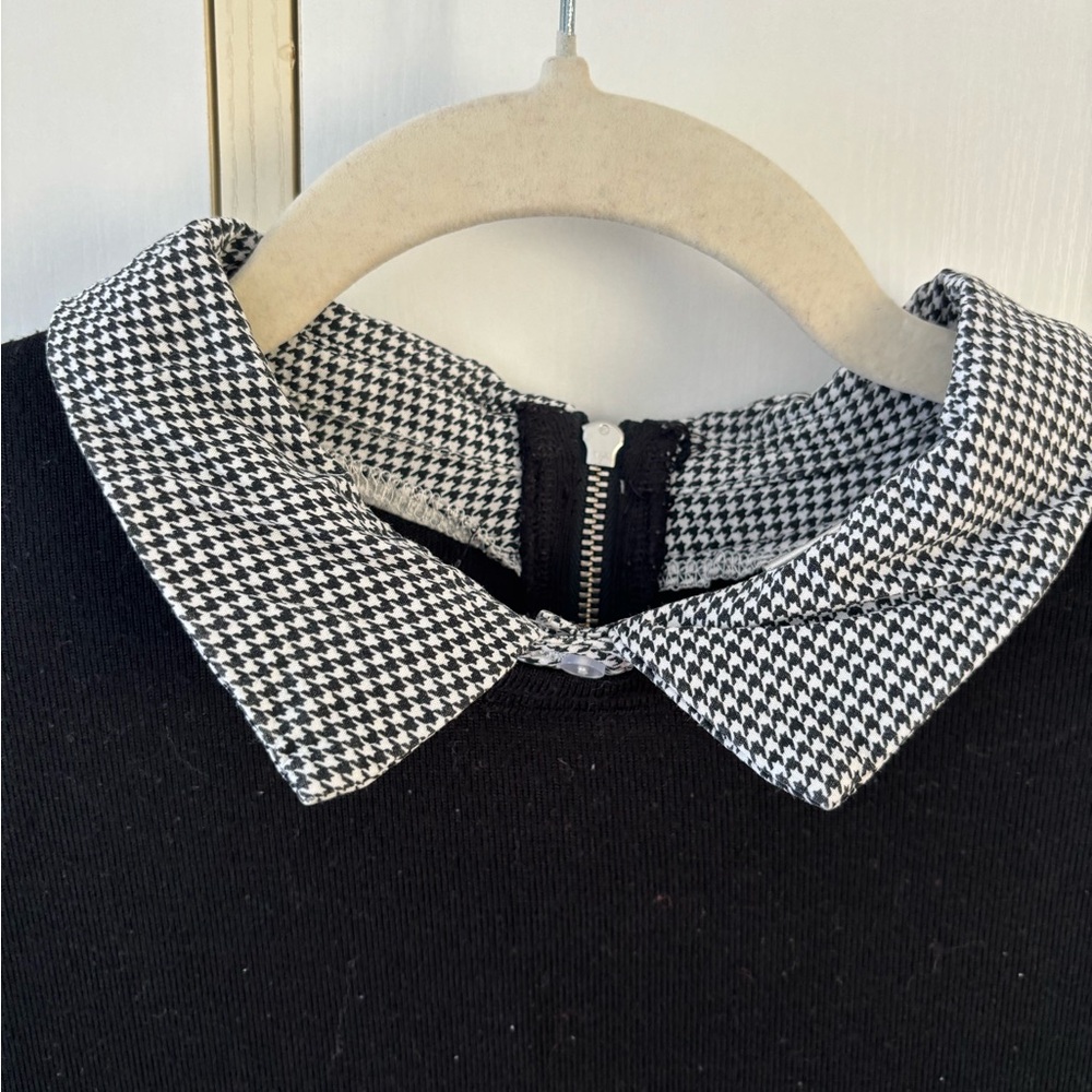Twik Simons Houndstooth Collar Knit Top Black Women Medium Preppy Chic Corporate - Picture 4 of 10